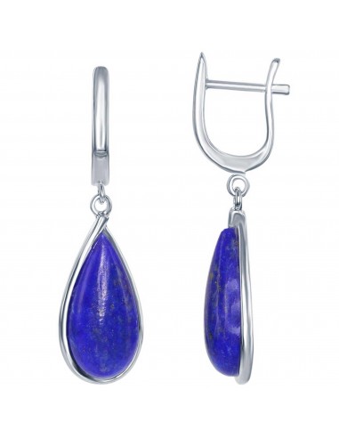 Classic Women's Earrings - Sterling Silver Teardrop Natural Lapis | D-5831 france