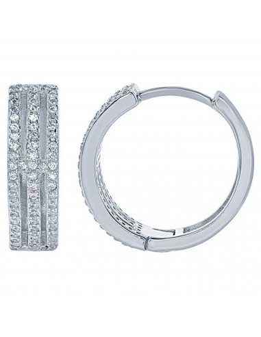 Classic Women's Earrings - Sterling Silver Open Triple Row CZ Hoop | D-6056 offre 