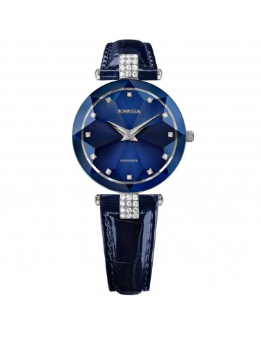 Jowissa Women's Watch - Facet Strass Rhinestones Blue Dial Leather Strap | J5.622.M de pas cher