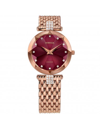 Jowissa Women's Watch - Facet Strass Burgundy Dial Rose Gold Steel Bracelet | J5.714.M pas cher 