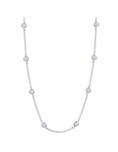 Classic Women's Necklace - Sterling Silver Linked with Round CZ's | M-3353-16 Jusqu'à 80% De Réduction