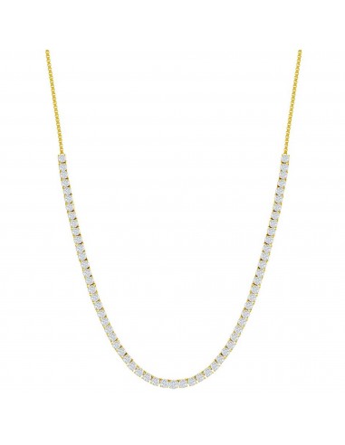 Classic Women's Necklace - Gold Sterling Silver 3mm CZ Tennis Adjustable | M-7019-GP Comparez et commandez 