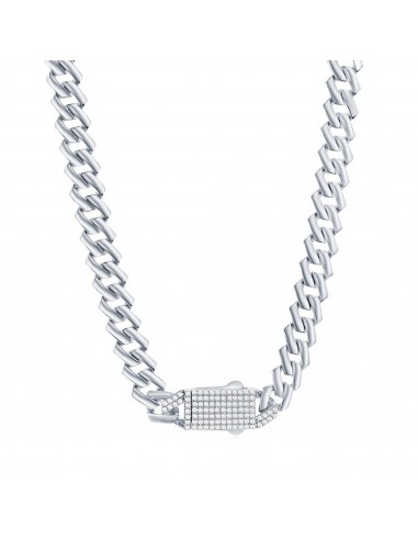 Links Of Italy Women's Chain - Sterling Silver Micro Pave CZ Lock Monaco | Q-5730-7.5 Paris Déstockage Promo