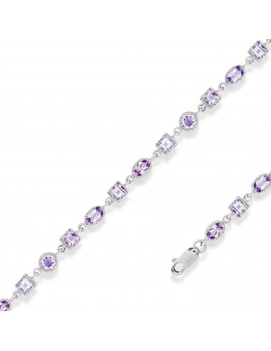 Classic Women's Bracelet - Sterling Silver Oval and Square Amethyst Gem | T-5268 ouvre sa boutique