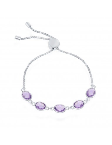 Classic Women's Bracelet - Silver 7.5cttw Oval Amethyst Adjustable Bolo | T-7801 Amélioration de cerveau avec