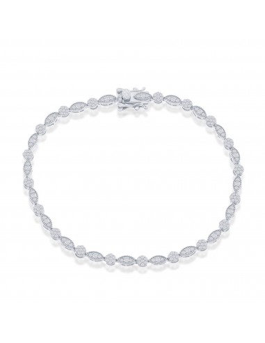 Classic Women's Bracelet - Sterling Silver Round and Marquise CZ Tennis | T-7905 commande en ligne