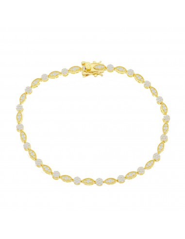 Classic Women's Bracelet - YG Plated Steel Round and Marquise CZ Tennis | T-7905-GP les ctes