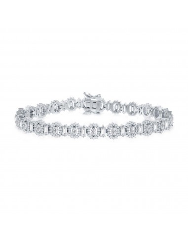 Classic Women's Bracelet - Alternating Baguette and Oval CZ 7.5 inch Tennis | T-7918 2023