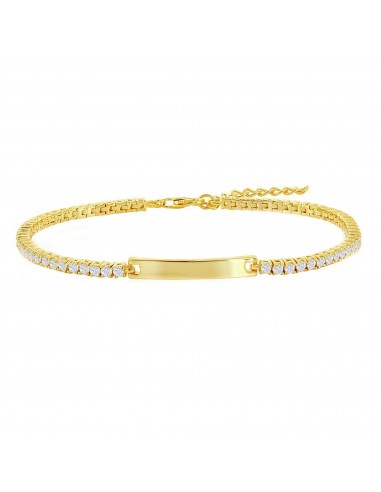 Classic Women's Bracelet - Gold CZ ID Bar Tennis with Lobster Closure | T-7999-GP votre restaurant rapide dans 