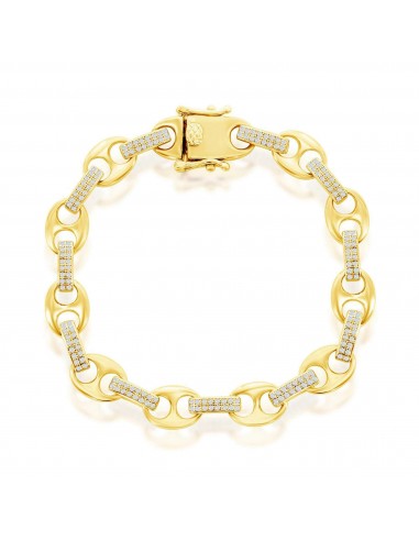 Classic Women's Bracelet - YG Plated Micro Pave CZ Marina Link Chain | T-8024-GP du meilleur 