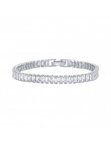 Classic Women's Bracelet - Sterling Silver 6mm Baguette White CZ Tennis | T-8067 la livraison gratuite