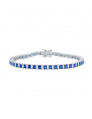 Classic Women's Bracelet - Sterling Silver Sapphire and White CZ 4mm Tennis | T-8087 vente chaude votre 