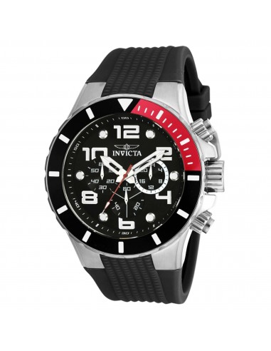 Invicta Men's Chronograph Watch - Pro Diver Silver Tone Case Black Dial Strap | 18737 À commander