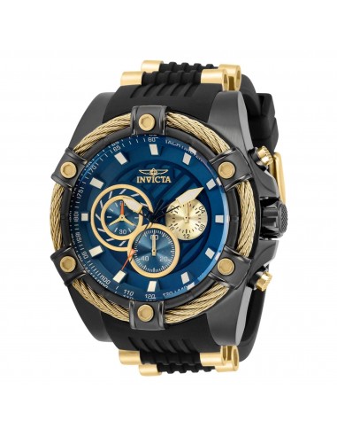 Invicta Men's Chrono Watch - Bolt Blue Dial TT Black and Yellow Gold Strap | 32696 votre restaurant rapide dans 