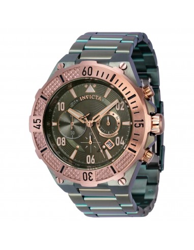 Invicta Men's Chronograph Watch - Aviator Green Dial Rose Gold, Black Bezel | 40517 français