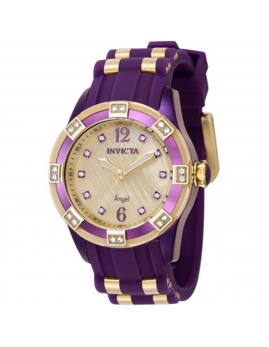 Invicta Women's Watch - Angel Champagne Mother of Pearl Dial Silicone Strap | 43555 la livraison gratuite