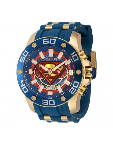 Invicta Men's Watch - DC Comics Superman Date Display Blue and Gold Strap | 43591 en linge