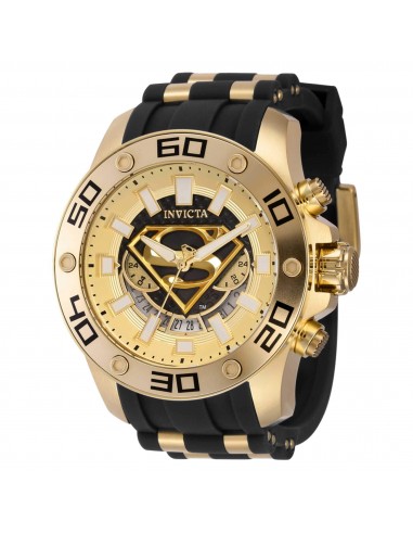 Invicta Men's Chrono Watch - DC Comics Superman Gold Tone and Black Dial Strap | 43593 à prix réduit toute l'année