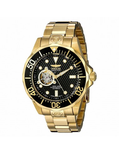 Invicta 13709 Men's Grand Diver Black Dial Yellow Gold Plated Steel Automatic Dive Watch de pas cher