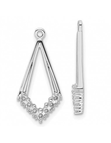 14k White Gold Diamond Shaped Diamond Earring Jacket Mounting No Stones Included à prix réduit toute l'année