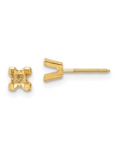 14k 3.5mm Princess-cut Stud Earring Mountings No Stones Included No Backs une grave pollution 