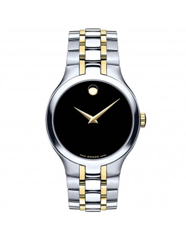 Movado Men's Quartz Watch - Black Dial Silver Tone Case Two Tone Bracelet | 0606958 français