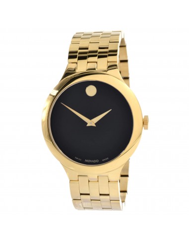 Movado Unisex Quartz Watch - Veturi Black Dial Yellow Gold Case Bracelet | 0607417 livraison gratuite