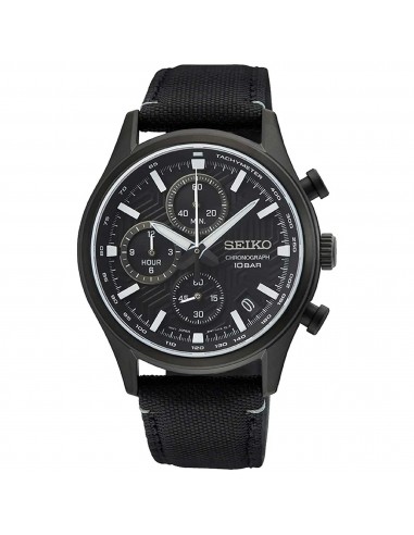 Seiko Men's Quartz Watch - Dress Chronograph Black Dial Nylon Strap Date | SSB421P1 Vous souhaitez 