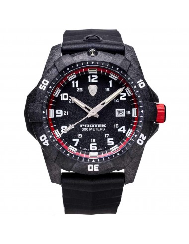 Protek Unisex Quartz Watch - Dive Series Black and Red Dial Rotating Bezel | 1002 soldes