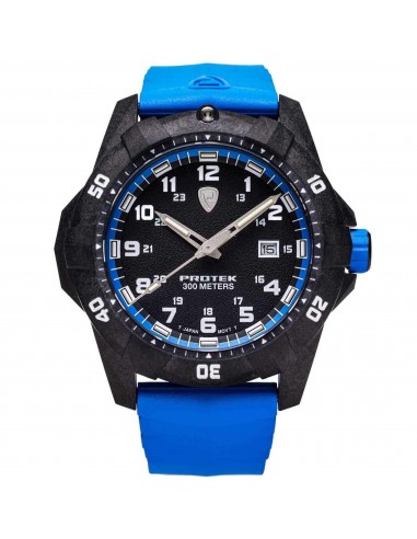 Protek Unisex Quartz Watch - Dive Series Black Dial Blue Rubber Strap | 1003B en linge