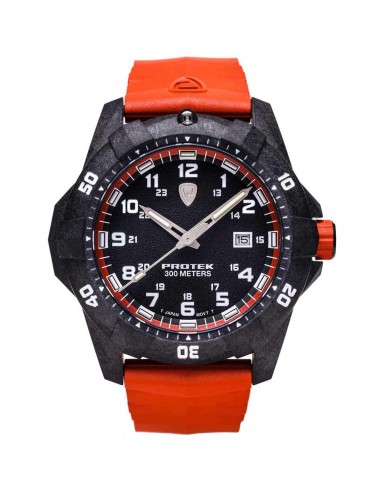 Protek Unisex Quartz Watch - Dive Series Rotating Bezel Orange Rubber Strap | 1004O pas cher chine