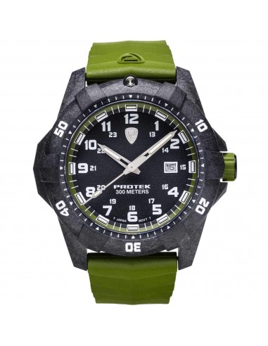 Protek Unisex Quartz Watch - Dive Series Rotating Bezel Green Rubber Strap | 1005G Toutes les collections ici