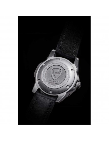 Protek Unisex Quartz Watch - Dive Series Silver Tone Case Black Leather Strap | 2001 Faites des économies