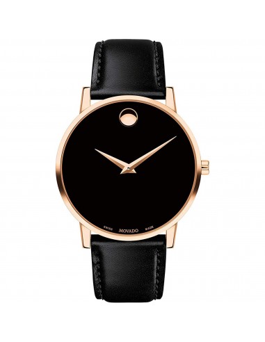 Movado Men's Quartz Watch - Museum Classic Rose Gold Case Black Strap | 0607315 Voir les baskets