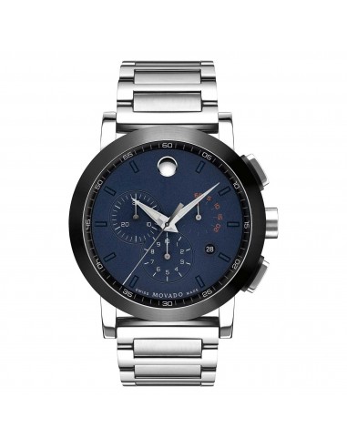 Movado Men's Chronograph Watch - Signature Blue Dial Silver Tone Bracelet | 0607485 hantent personnes