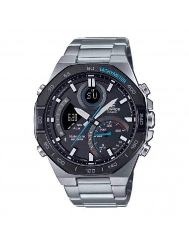 Casio Men's Watch - Edifice Black Ana-Digi Dial Steel Bracelet Bluetooth | ECB950DB-1A le des métaux précieux