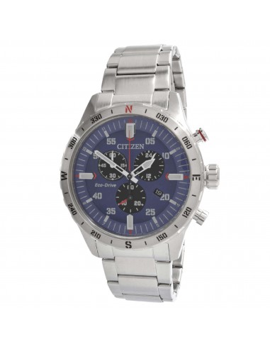 Citizen Men's Watch - Eco-Drive Black and Blue Dial Steel Chronograph | AT2520-89L Livraison rapide