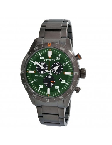 Citizen Men's Watch - Eco-Drive Black and Green Dial Steel Chronograph | AT2527-80X Les magasins à Paris