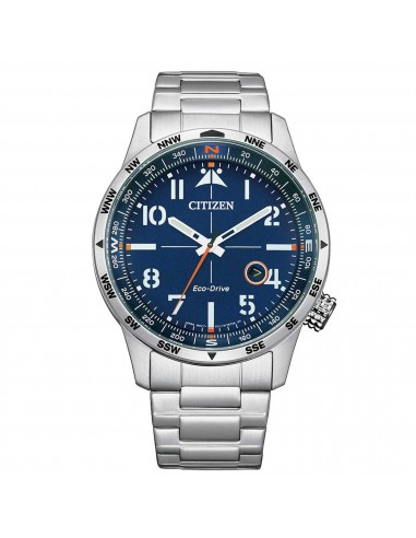 Citizen Men's Watch - Eco-Drive Blue Dial Silver Tone Bracelet Compass | BM7550-87L en linge