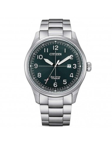 Citizen Men's Watch - Eco-Drive Green Dial Silver Titanium Bracelet | BM7570-80X la chaussure