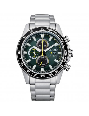 Citizen Men's Eco-Drive Watch - Chronograph Green Dial Silver Bracelet | CA0780-87X Paris Déstockage Promo