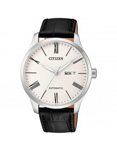 Citizen Men's Automatic Watch - White Dial Black Leather Strap | NH8350-08A de pas cher