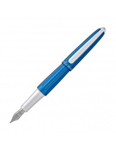 Diplomat Fountain Pen - Aero Blue Glossy Aluminum with Steel Broad Nib | D40306028 de France