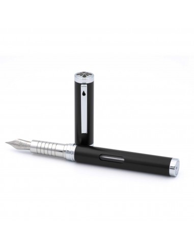 Diplomat Fountain Pen - Nexus Black/Chrome Aluminum with Steel Fine Nib | D40501023 Les magasins à Paris