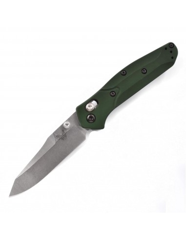 Benchmade Pocket Knife - Mini Osborne Green Handle Satin Reverse Tanto Blade | 945 les ctes