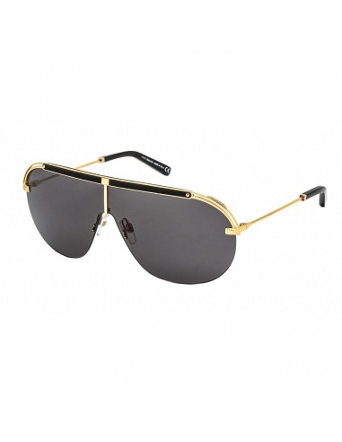 Bally Men's Sunglasses - Shiny Deep Gold Metal Shield Frame Smoke Lens | BY0061-H 30A sur le site 