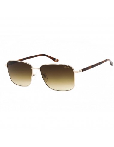 BMW Unisex Sunglasses - Gold Rectangular Full Rim Frame Brown Lens | BW0025-D 32P Venez découvrir notre 