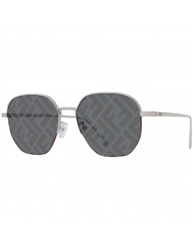 Fendi Unisex Sunglasses - Geometric Shaped Shiny Silver Metal Frame | FE40004U 16C 2024