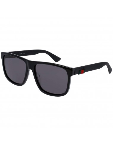 Gucci Men's Sunglasses - Grey Lens Black Acetate Square Shaped Frame | GG0010S 001 destockage