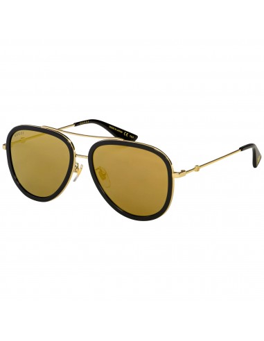 Gucci Men's Sunglasses - Full Rim Black and Gold Metal Pilot Frame | GG0062S 001 outlet